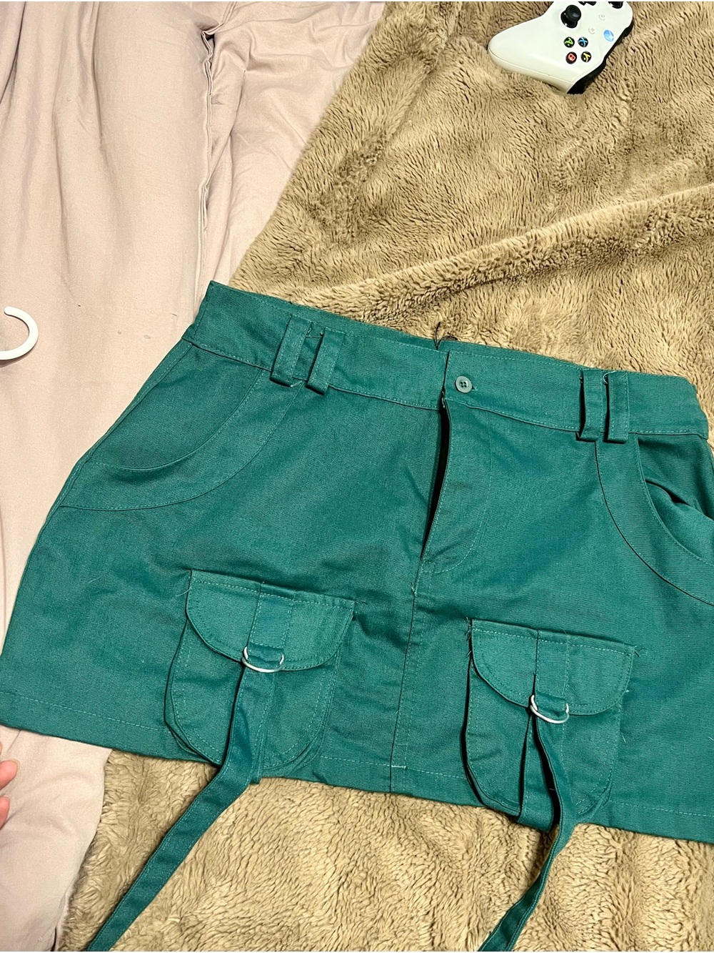 PrettyLittleThing Teal Utility Cargo Mini Skirt